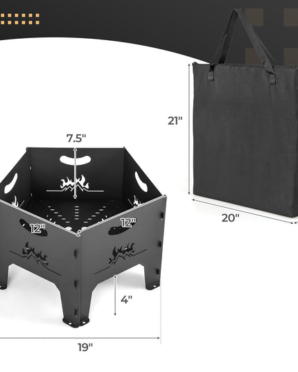 Giantex Portable Fire Pit for Outside - 19" Collapsible Wood Burning Fire Pit