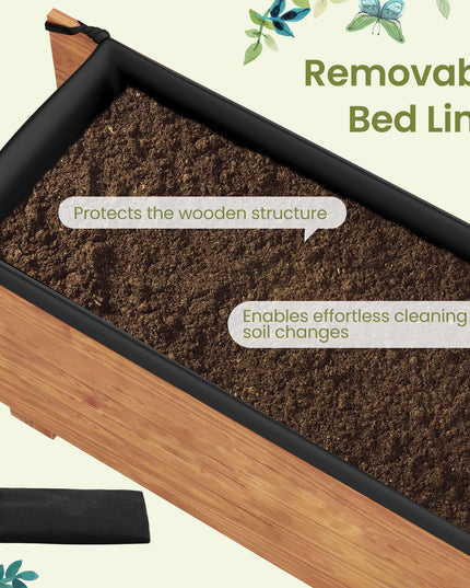 Giantex Wood Raised Garden BedRectangular Planter Box w/Drainage Hole