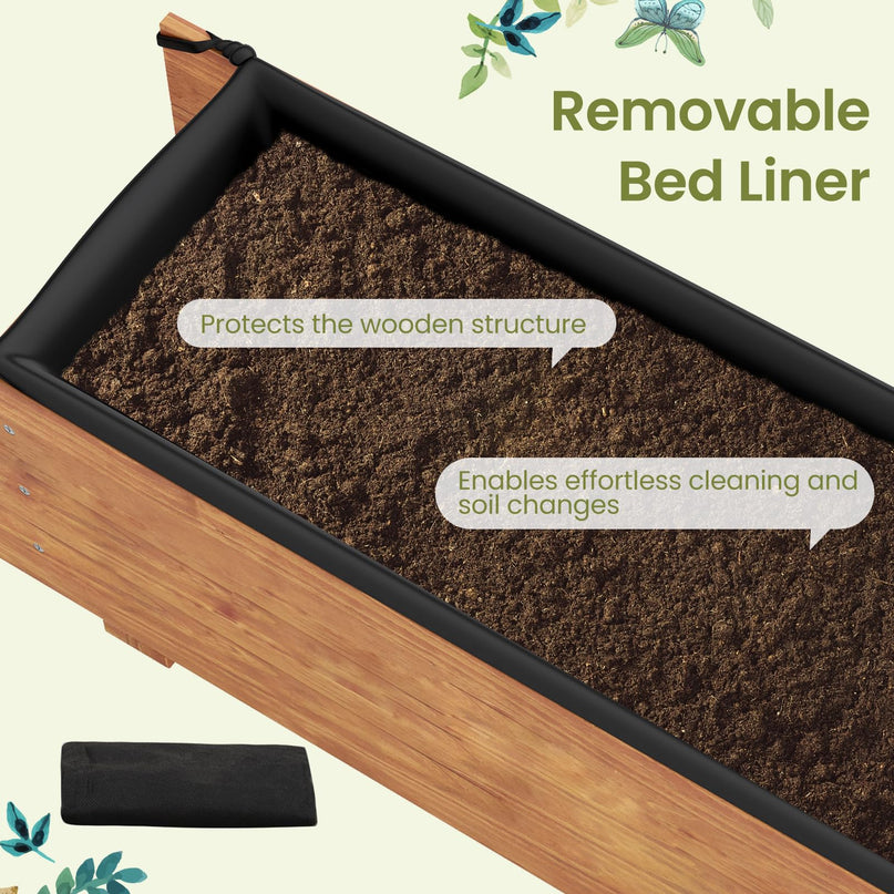 Giantex Wood Raised Garden BedRectangular Planter Box w/Drainage Hole