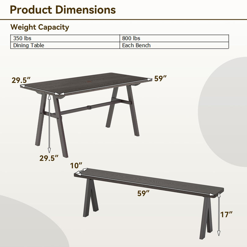 Giantex 3 Pieces Outdoor Picnic Table Set for 6 People