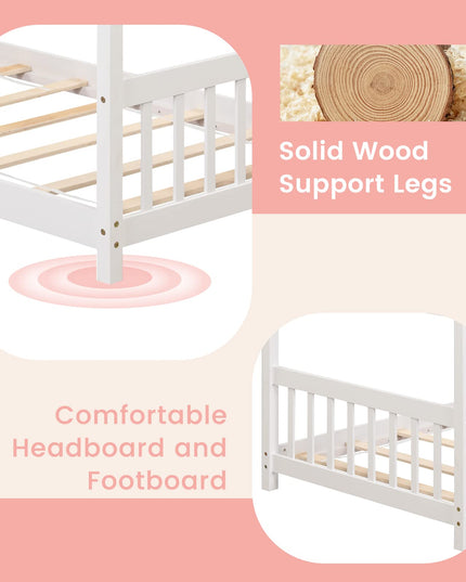 Giantex House Bed Twin, Solid Wood Kids House Bed with Roof