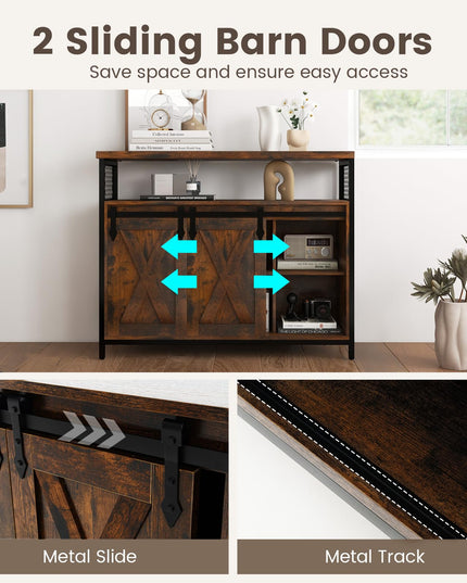 Giantex Buffet Cabinet with Storage, Farmhouse Coffee Bar Cabinet w/ 3-Level Adjustable Shelves