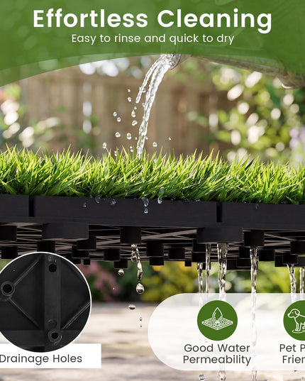 Giantex 30 Pack Interlocking Artificial Grass Tiles (12" x 12")