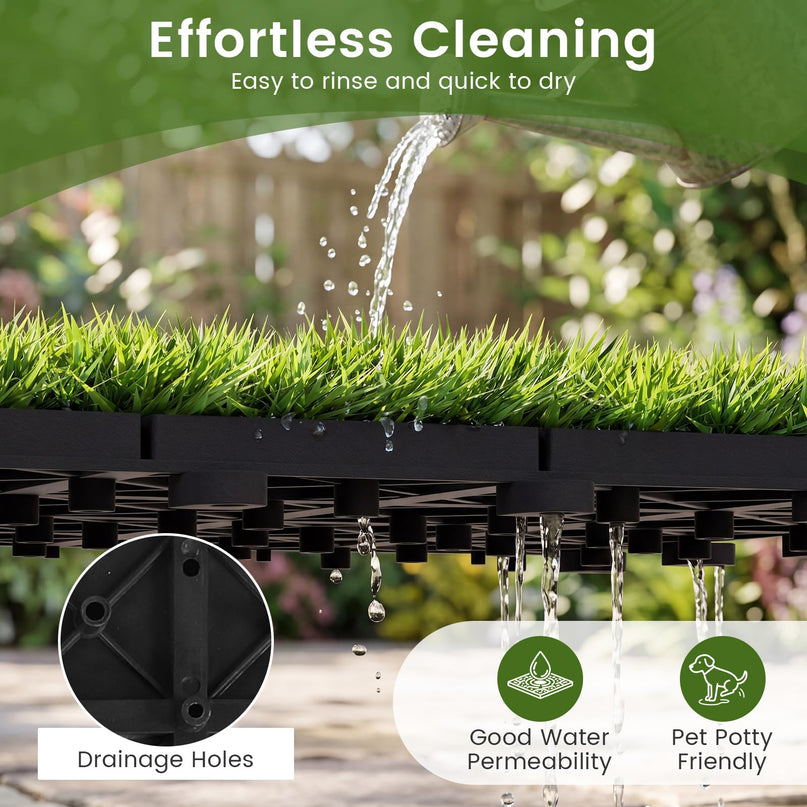 Giantex 30 Pack Interlocking Artificial Grass Tiles (12" x 12")
