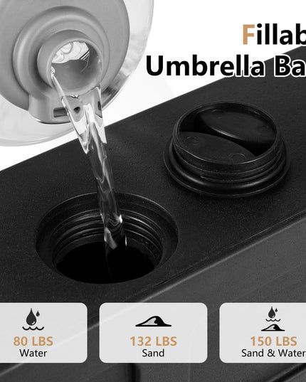 Giantex 150 lbs Fillable Patio Umbrella Base with Wheels Fits 1.3"-1.9" Poles