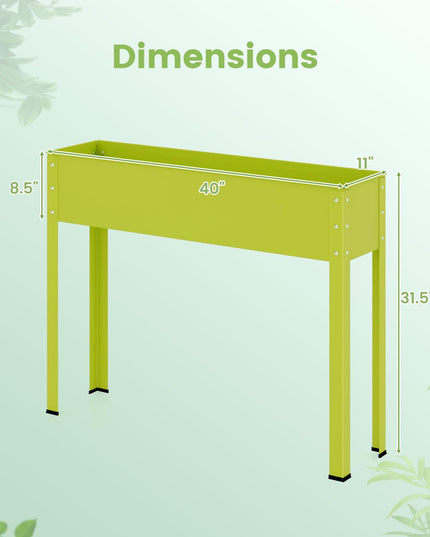 Giantex Raised Garden Bed, Metal Planter Box with Legs, Drain Hole, Outdoor Indoor Elevated Garden Box