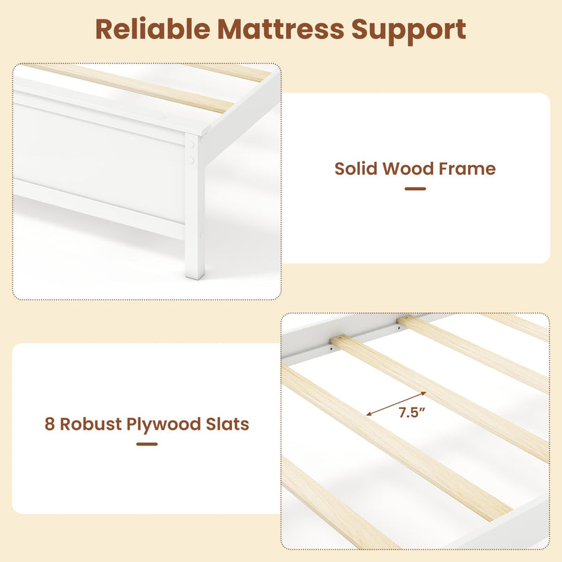 GIANTEX Twin/Full/Queen/King Size Wooden Bed Frame with Headboard