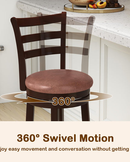 Giantex Swivel Bar Stools Set of 2/4 30" Upholstered Counter Height Bar Chairs