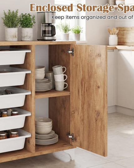 Giantex Buffet Cabinet Sideboard with Plastic Storage Drawer for Kitchen Living Room