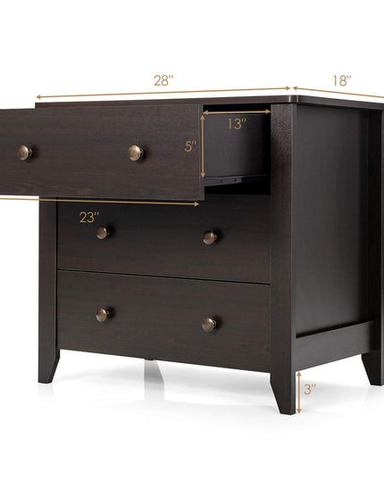 Giantex Modern Simple Dresser 3-Drawers Chest with Solid Curved Legs