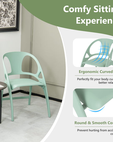 Giantex Folding Dining Chairs Set of 2/4, Outdoor Plastic Dining Chairs with Armrest and High Backrest