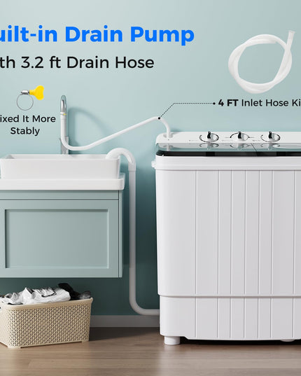 Giantex Portable Washing Machine, 17.6lbs Compact Washer Spinner Combo with Pump Drain