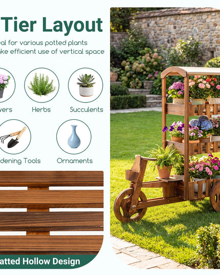 GIANTEX 3-Tier Tricycle Plant Stand with Canopy