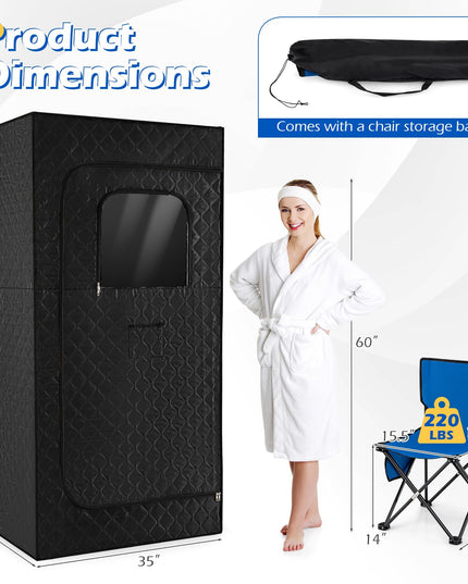 Tente de sauna portable Giantex pour le corps entier | Générateur de vapeur à chauffage rapide 3L/1200W