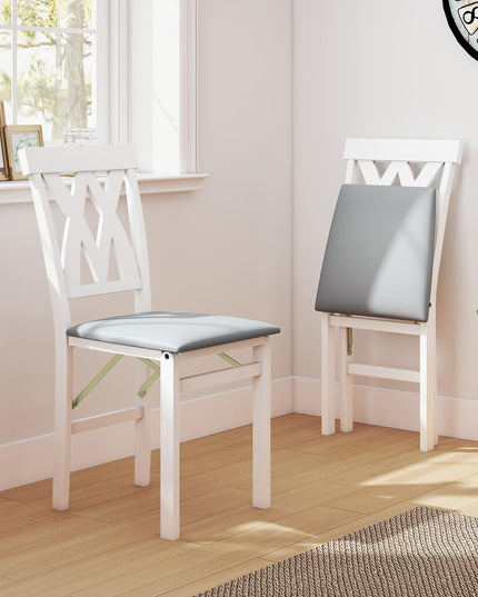 Giantex Folding Dining Chairs Set with PVC Leather for Home Small Space