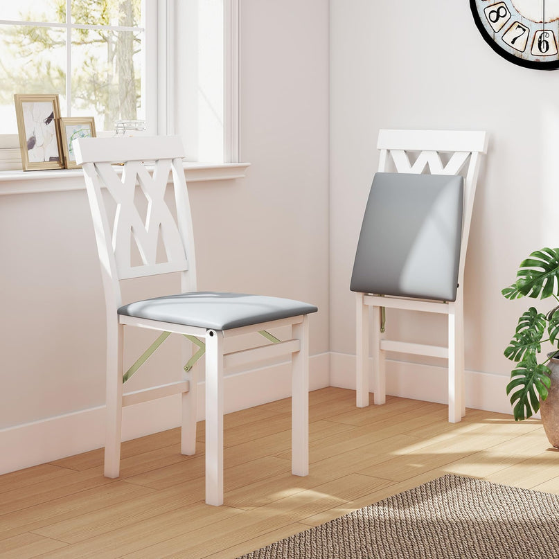 Giantex Folding Dining Chairs Set with PVC Leather for Home Small Space