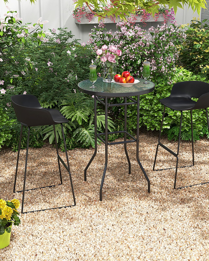 Giantex Patio Bar Table, 38" Height High Top Bistro Table, 27" Round Tempered Glass Tabletop