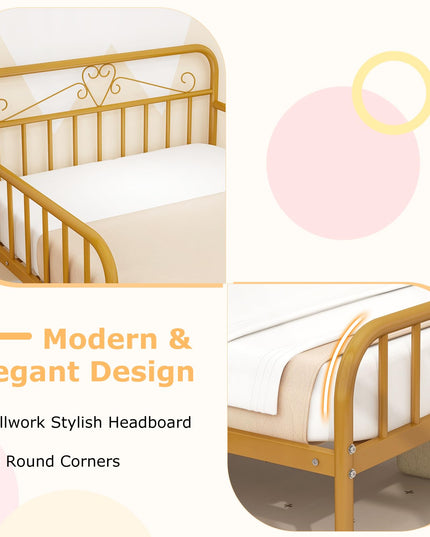 Giantex Metal Twin Bed Frames for Kids, Heavy Duty Metal Platform Bed Frame with Headboard & Safety Guardrails