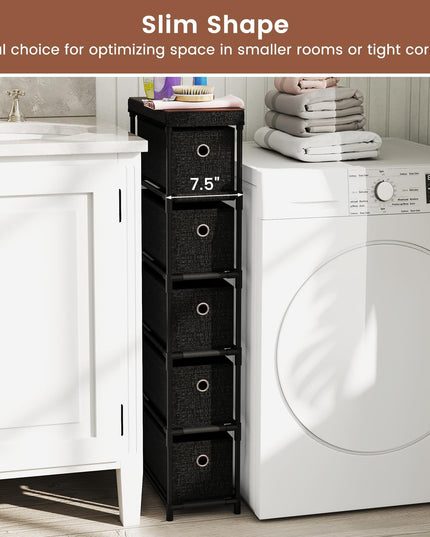Giantex 5 Drawer Storage Cabinet with Fabric Drawers