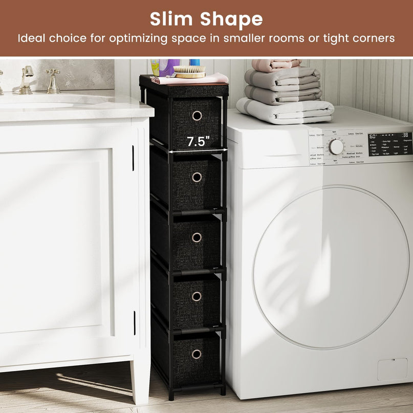 Giantex 5 Drawer Storage Cabinet with Fabric Drawers
