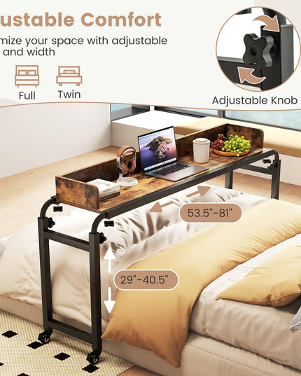 Giantex  81" Queen Size Bed Desk with Adjustable Height and Length