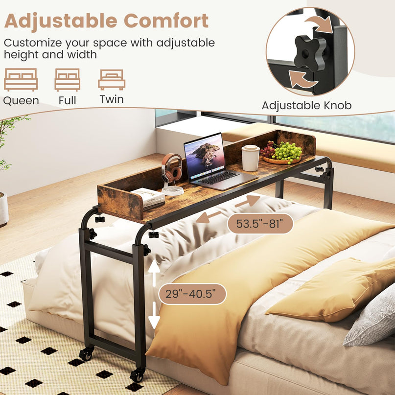 Giantex  81" Queen Size Bed Desk with Adjustable Height and Length