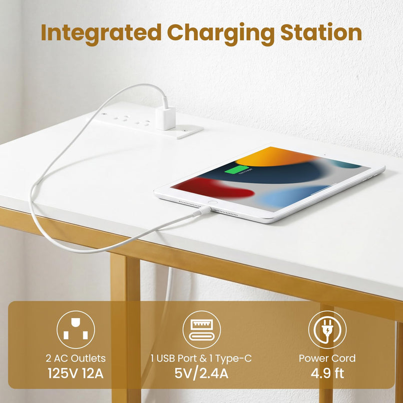 Giantex Console Table with Charging Station for Living Room