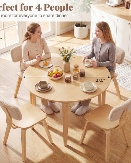 Giantex 37.5" Round Dining Table with Solid Rubber Wood Legs for 4