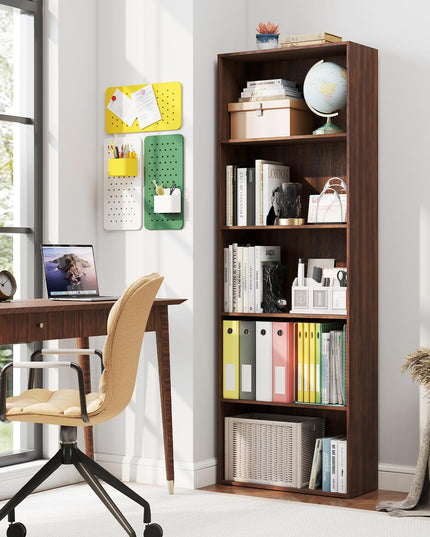 Giantex Tall Bookcase with 5 Open Compartments for Living Room
