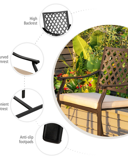 Set of 2 or 4 Patio Bar Chairs Outdoor High Chairs with Cushion Metal Bistro Stool