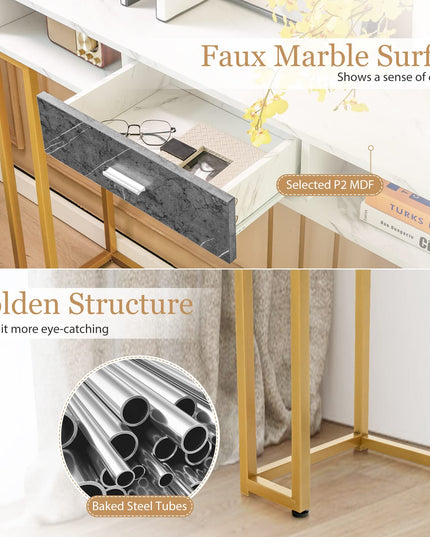 Giantex Console Table with Drawer - Sofa Side Table with Anti-Toppling Device & Adjustable Foot Pads
