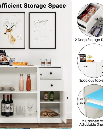 Giantex Buffet Cabinet with Storage - Kitchen Sideboard with 2 Drawers, 3-Door Large & Small Cabinet