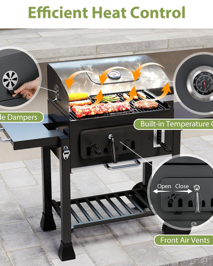 Giantex 24" Charcoal BBQ Grill with Adjustable Charcoal Tray