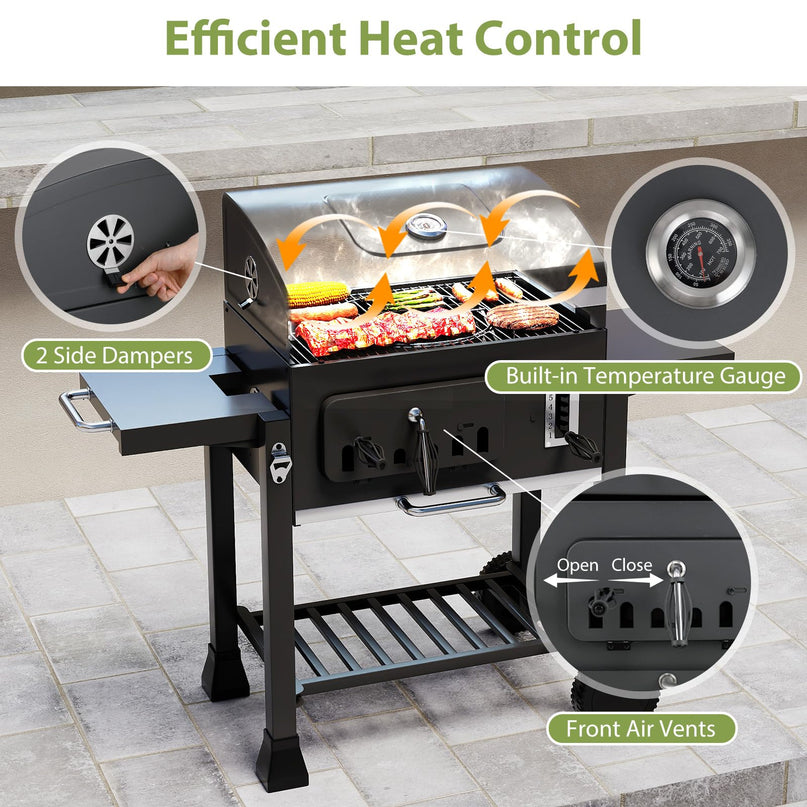 Giantex 24" Charcoal BBQ Grill with Adjustable Charcoal Tray