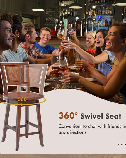 Giantex 24.5 Inch Counter Height Bar Stool with Rattan Back
