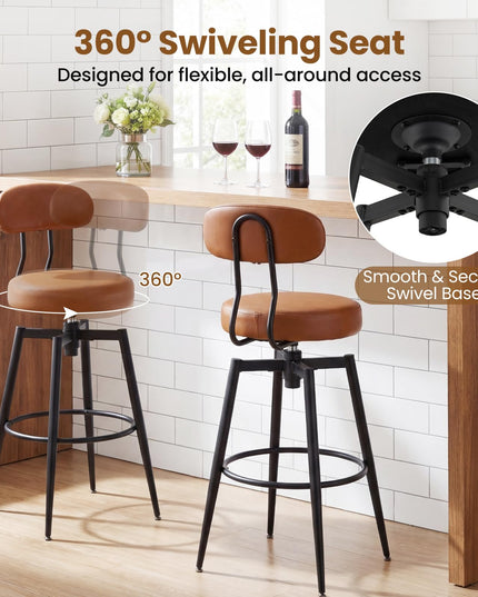Giantex Swivel Barstools Set w/Upholstered Seat & Back