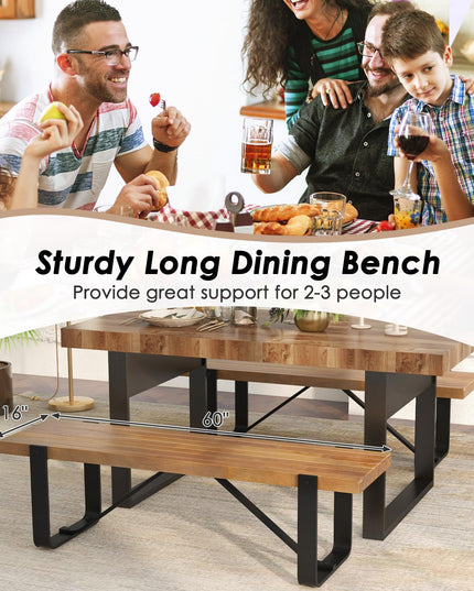 Giantex Dining Bench, 60 Inch Entryway Shoe Rack Bench, Long Kitchen Bench with Metal Frame