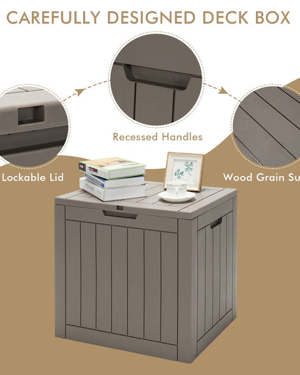 30 Gallon Wood Grain Texture Outdoor Storage Bin(Light Brown)