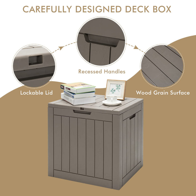 30 Gallon Wood Grain Texture Outdoor Storage Bin(Light Brown)