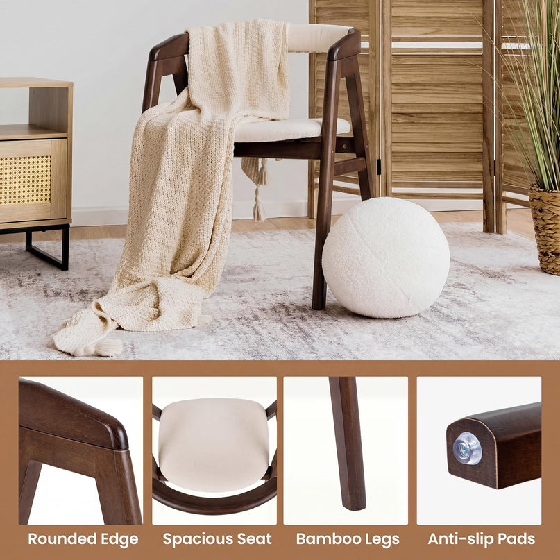 Giantex Fauteuil d'appoint moderne du milieu du siècle, en tissu, bambou