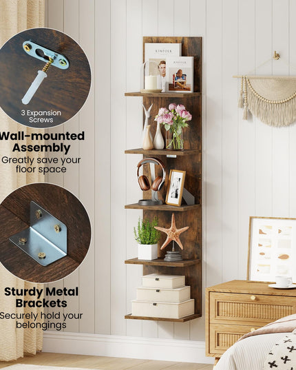 Étagère murale de rangement en bois Giantex pour chambre à coucher