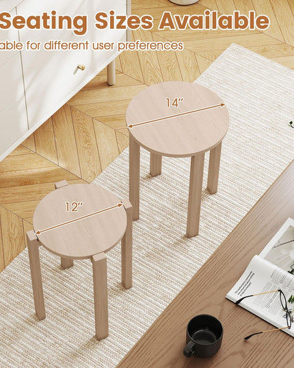 Giantex Stackable Stools Set of 4 Solid Wood Nesting Stools