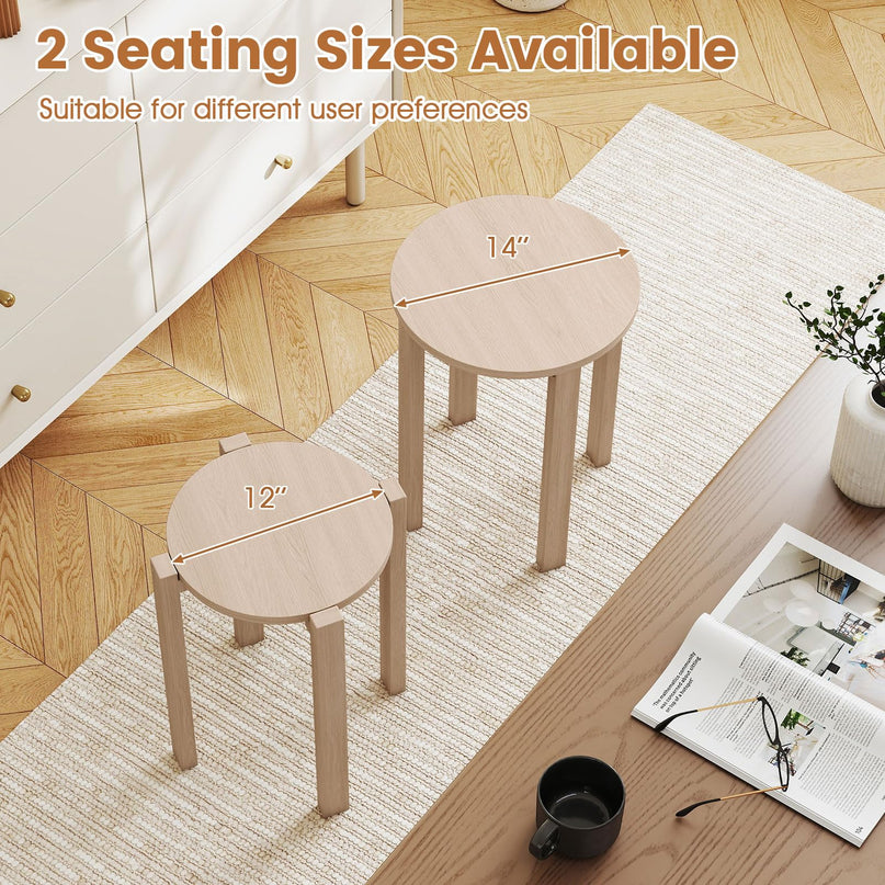 Giantex Stackable Stools Set of 4 Solid Wood Nesting Stools
