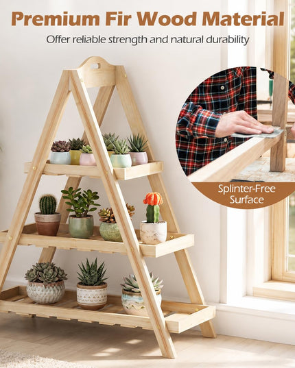 Giantex 3-Tier Plant Stand Indoor w/ Slatted Shelves
