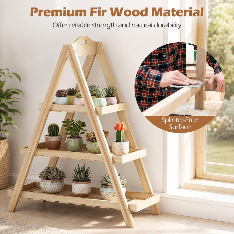 Giantex 3-Tier Plant Stand Indoor w/ Slatted Shelves