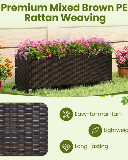 Giantex Set of 1/2 Wicker Raised Garden Bed with Wheels (38”x12”x14”)