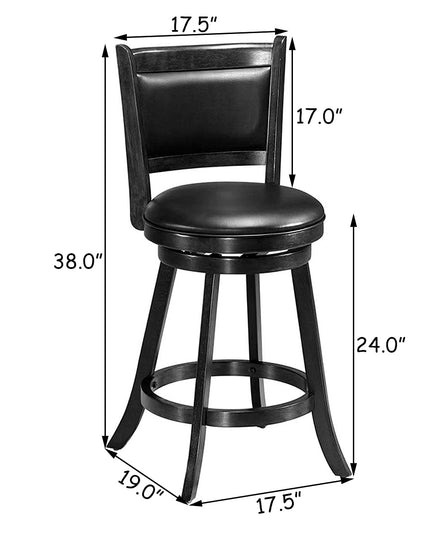 Giantex Accent Wooden Swivel Back Counter Height Bar Stool, Fabric Upholstered Design