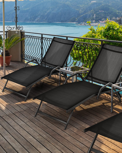 Giantex Lounge Chairs for Outside - Set of 2 Outdoor Chaise Lounge with 5 Adjustable Position