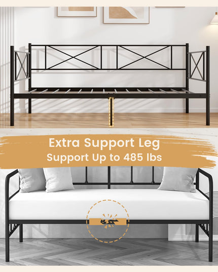 Giantex Twin Size Daybed Frame, Metal Sofa Bed w/Heavy Duty Steel Slats Support