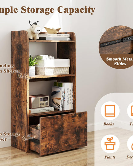 Giantex Bookshelf with Drawer for Living Room